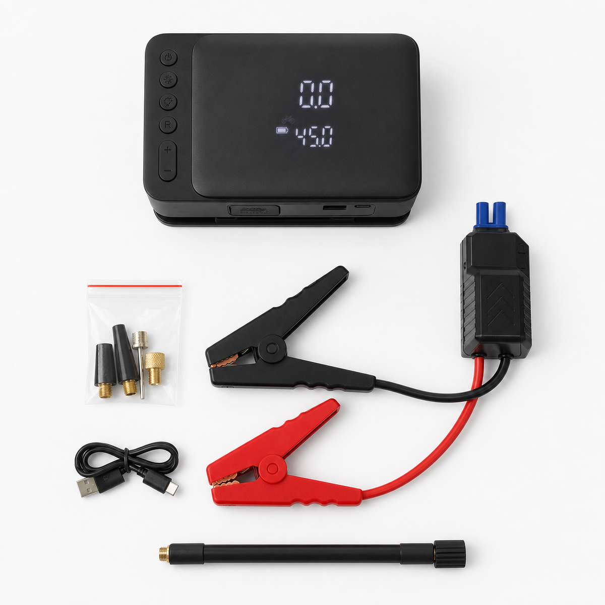 DriveNova jump starter and tyre inflator complete accessory kit